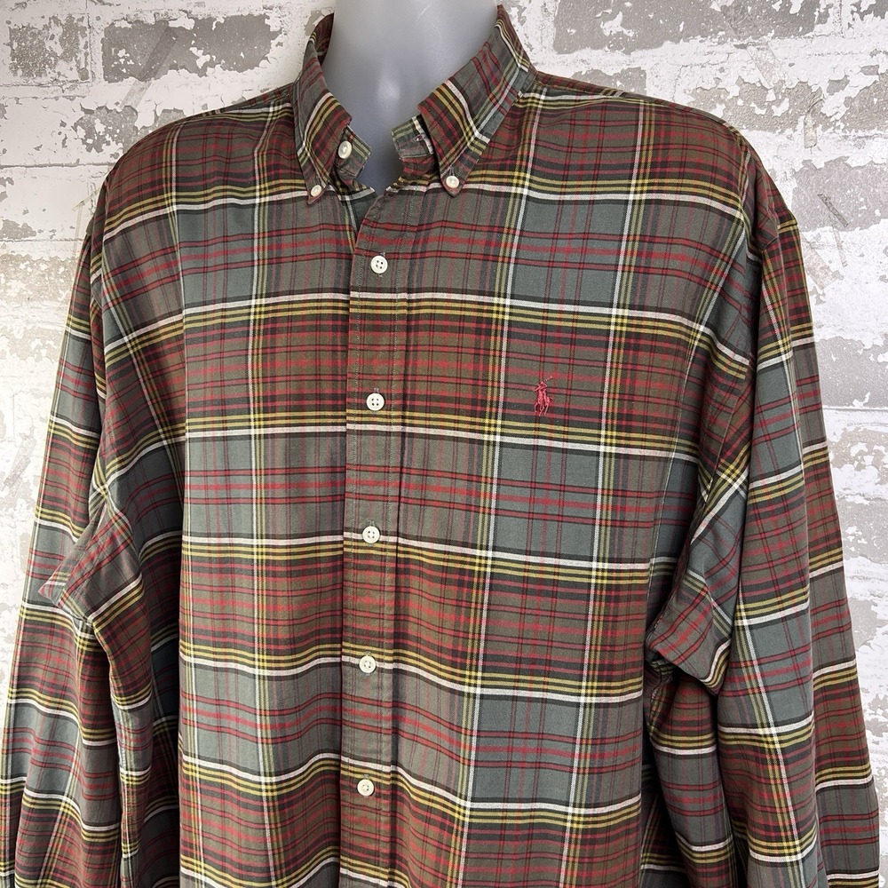 Vtg Polo Ralph Lauren Fall Tartan Plaid Button Down Shirt Men's XXL Long Sleeve